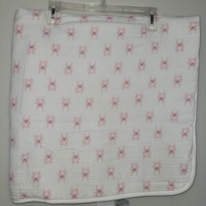 Aden + Anais White and Pink Rabbit Easter Patterned Quilted Baby Blanket
